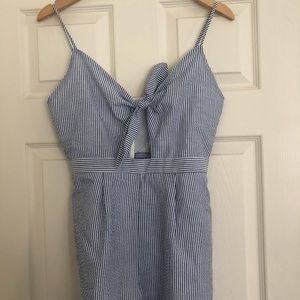 Everly Blue Striped Tied Romper